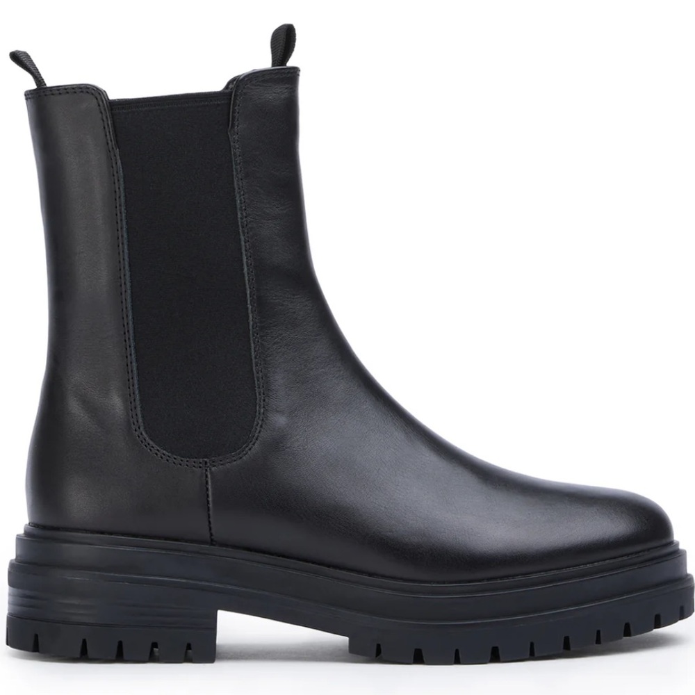 Tony Bianco Black Leather Chunky Ankle Boots